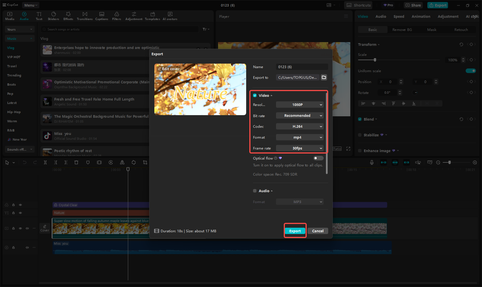 Mengekspor video ke situs portofolio