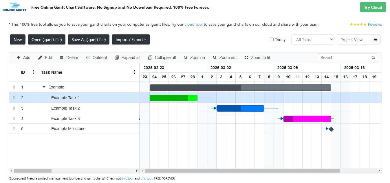 Pembuat gantt online gratis