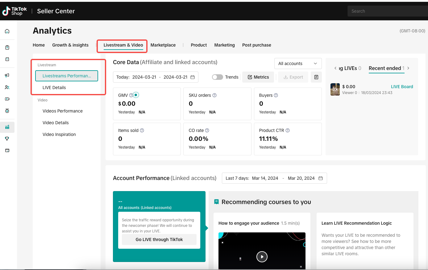Open creator tools to check TikTok live analytics