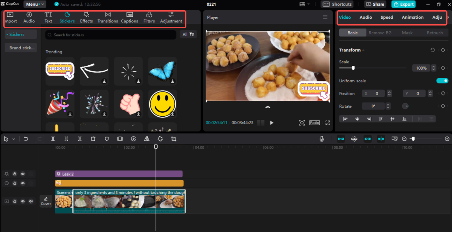 Mengedit video sesuai dengan kata kunci dalam CapCut