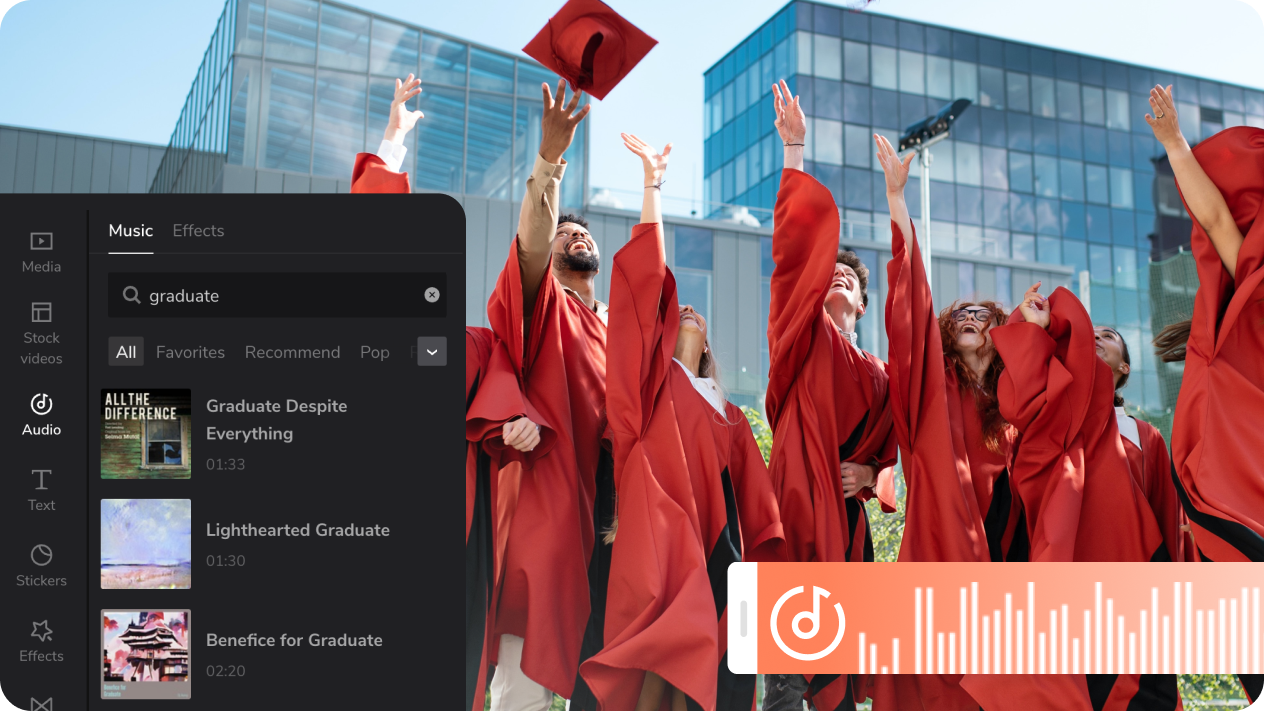 Choose the background graduation music from royalty-free music stock