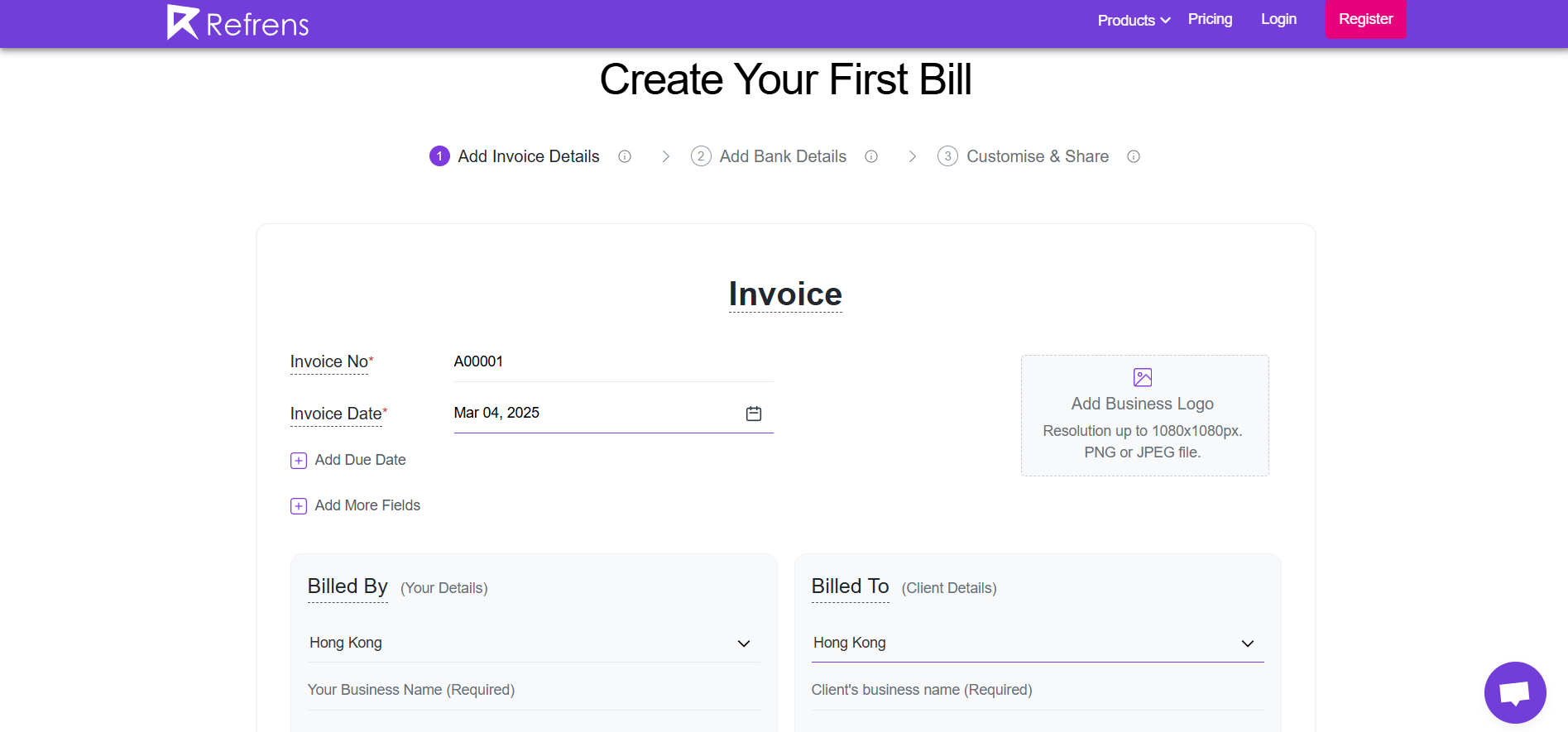 Refrens - A wifi bill generator