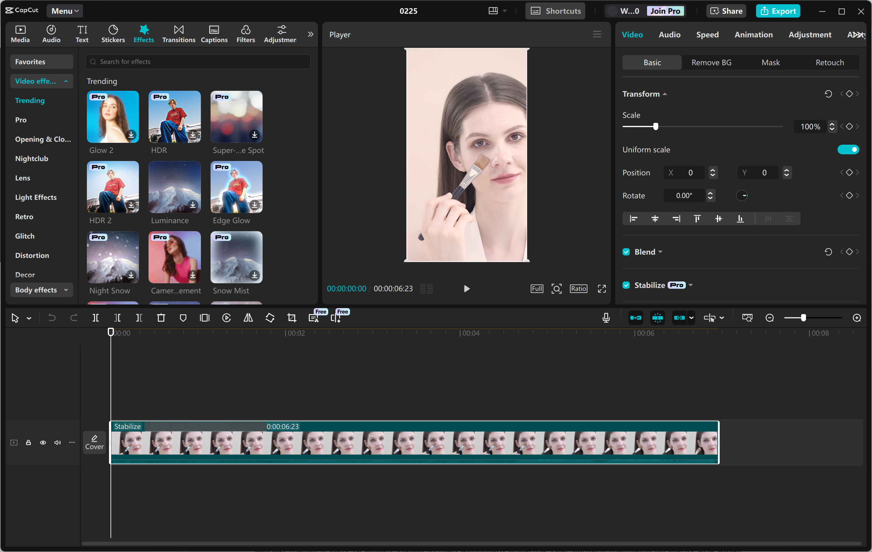 Interface van CapCut desktop video-editor - de beste tool om Facebook van hoge kwaliteit te maken Reels
