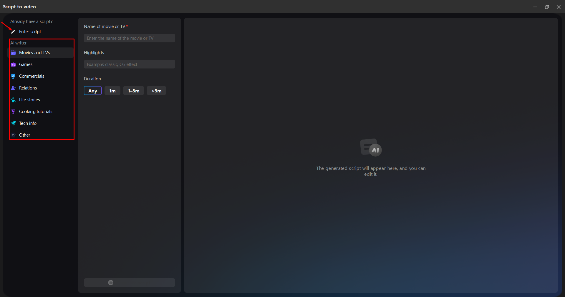 Verwendung des KI-Autors im CapCut Desktop-Video-Editor