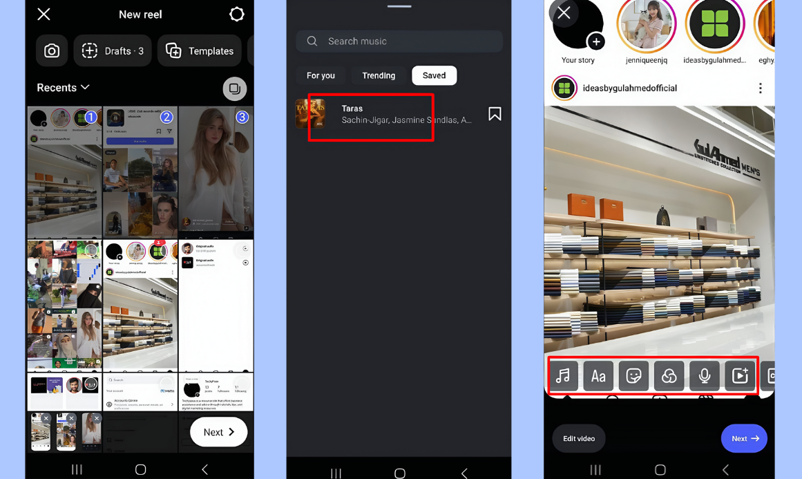 Instagramで保存した曲を使ってReelsを作成する