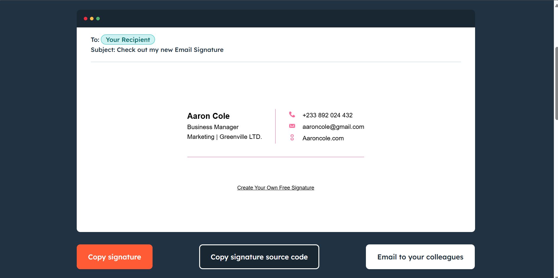HubSpot en handtekeningen door HubSpot 's generator voor e-mailhandtekeningen