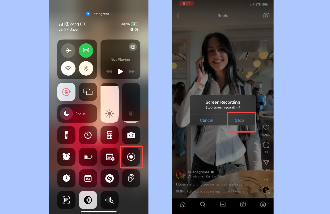 Unduh Reels dengan merekam di iOS