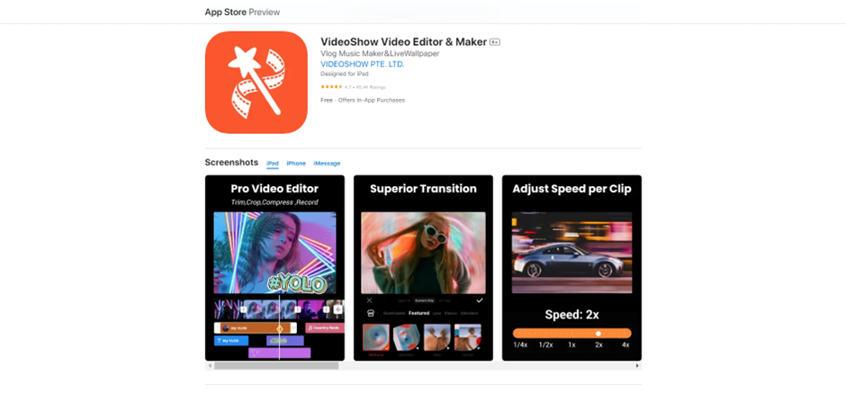 iPhone Video Editor: VideoShow