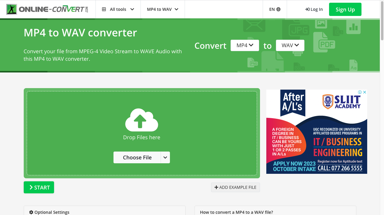 Online-Convert MP4 to WAV converter