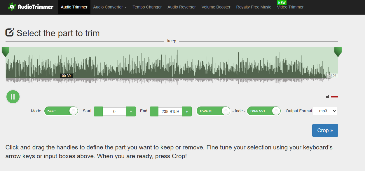 Music Editor Online Free Tool - Audio Trimmer