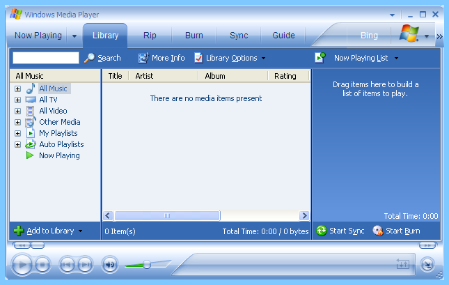 vWindows Media Player 10