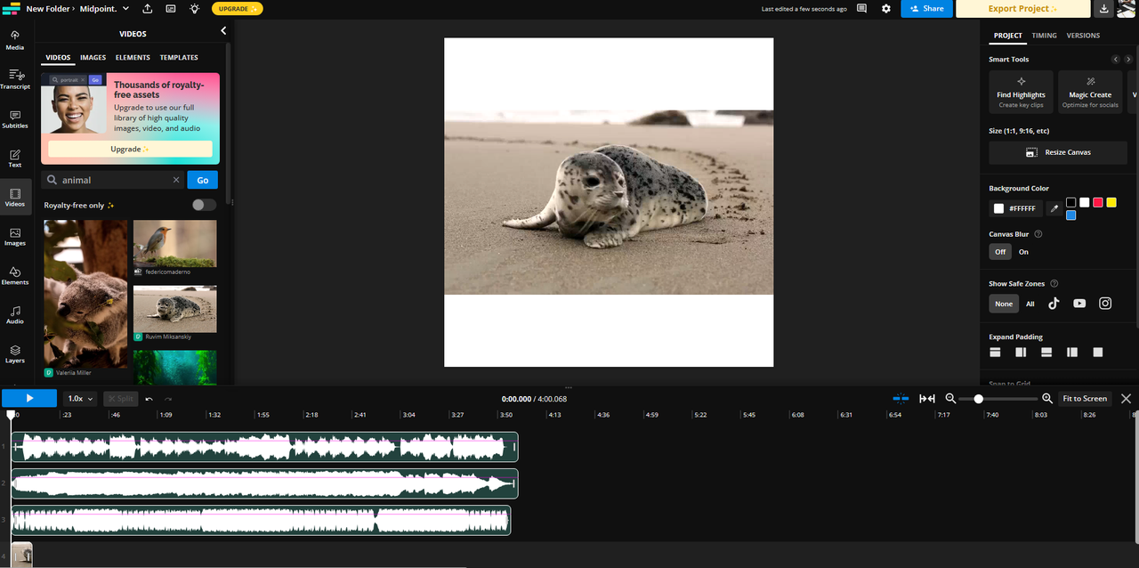 Kapwing video audio editor - Step 2