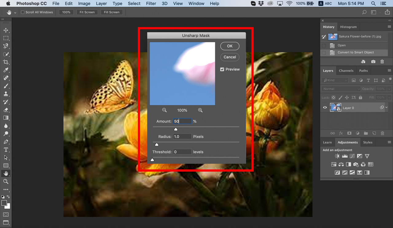 Adjust sharpness and save photos