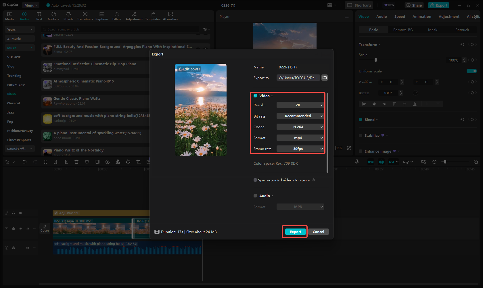 Export the Reel