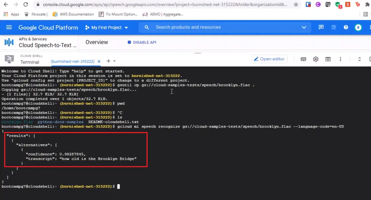 Transcribe with Google Cloud Speech-to-Text - Step3