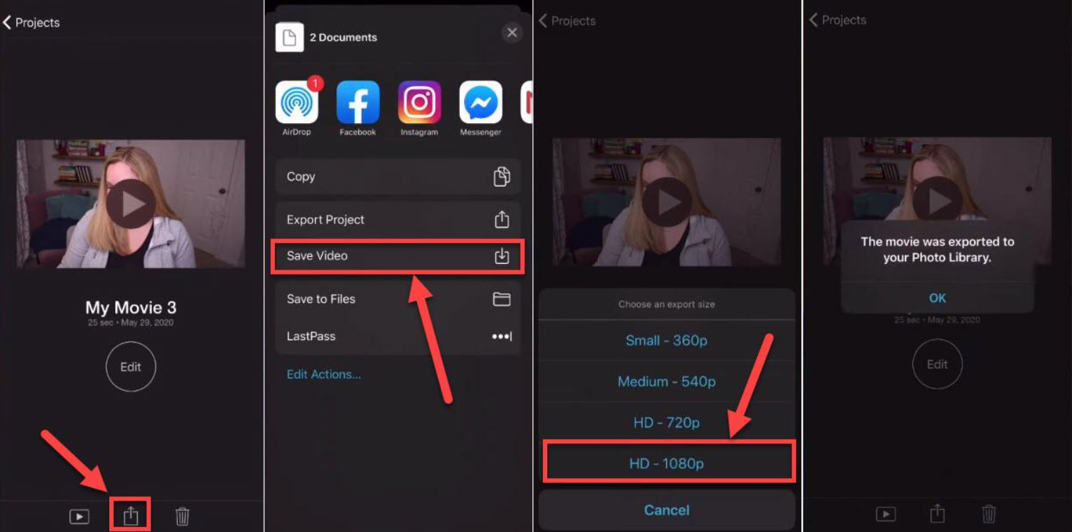 How to export iMovie to MP4 on iPhone or iPad?