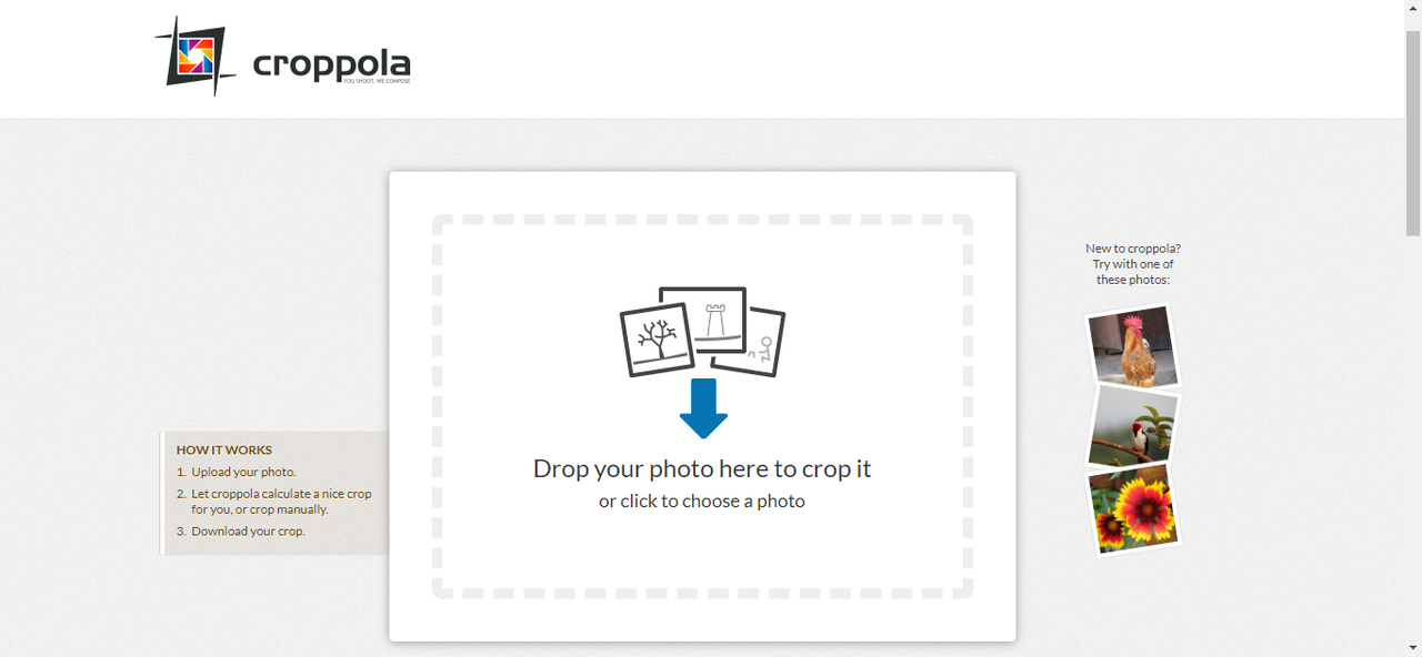 Croppola’s cropping feature inteface