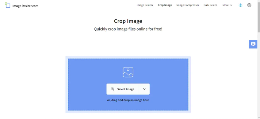 Image Resizer’s cropping feature interface