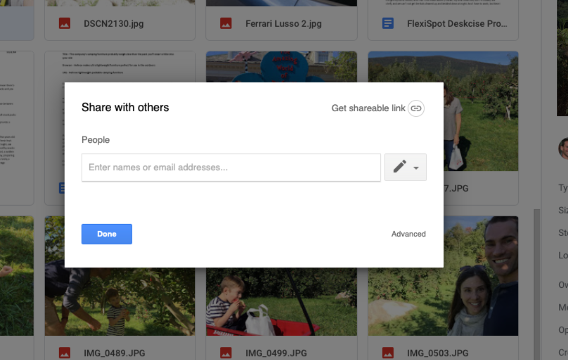 How to share photos, PDFs, and other files on Google Drive?