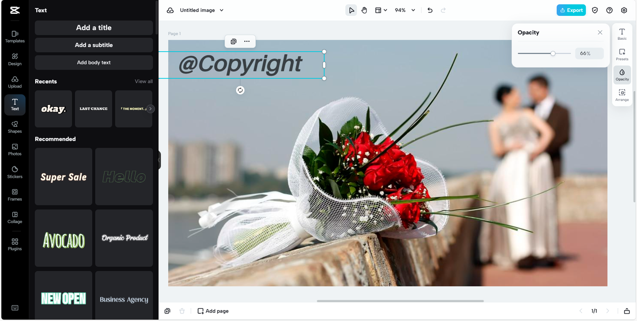 Make a watermark for photos using CapCut Online