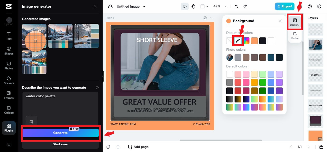 using color picker tool in CapCut online