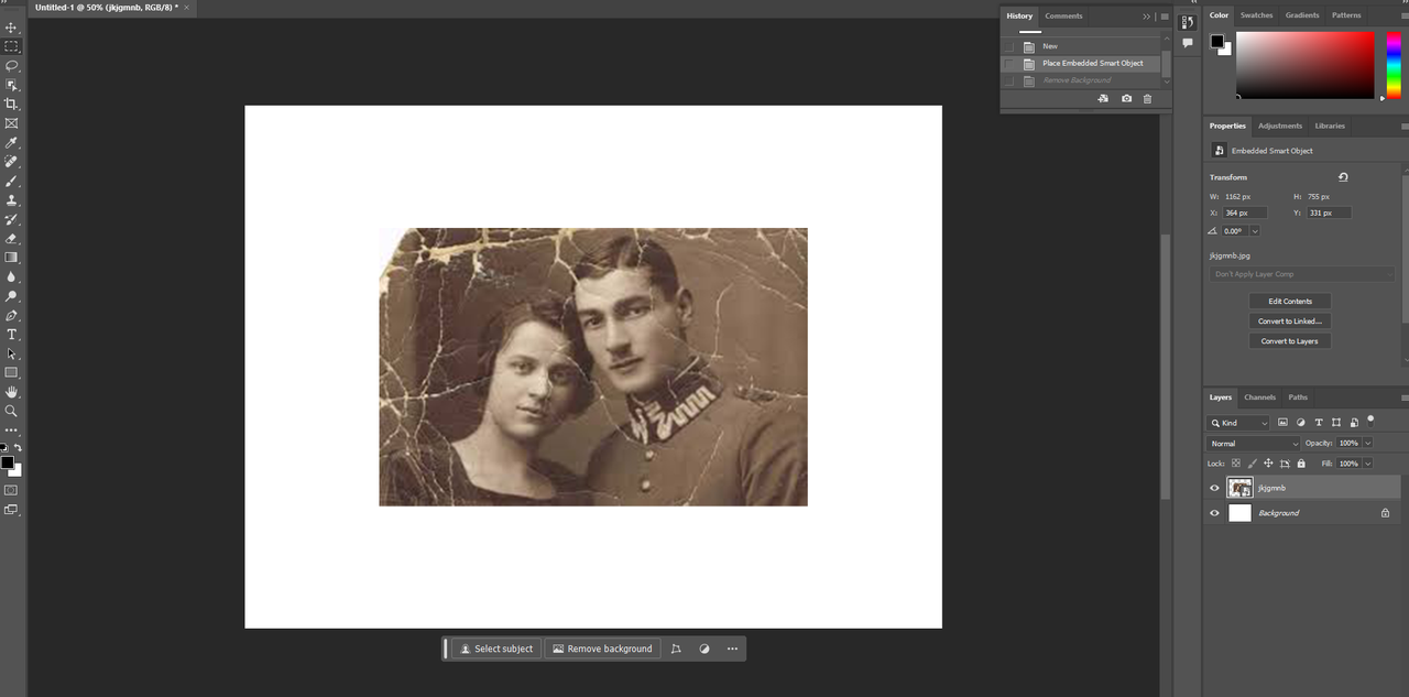 Add an old photo to Photoshop