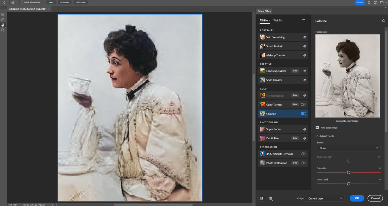 colorize an old photo in Photoshop