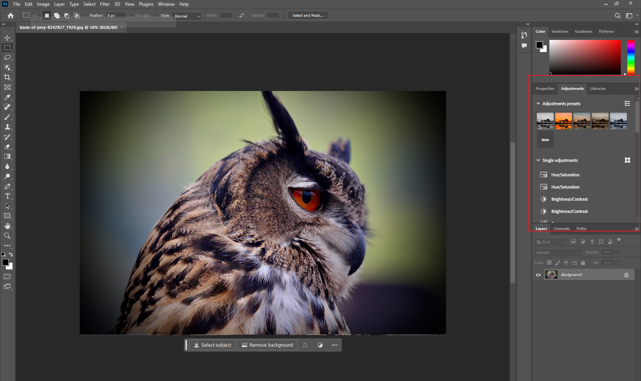 How to adjust the brightness picture on Adobe Photoshop 