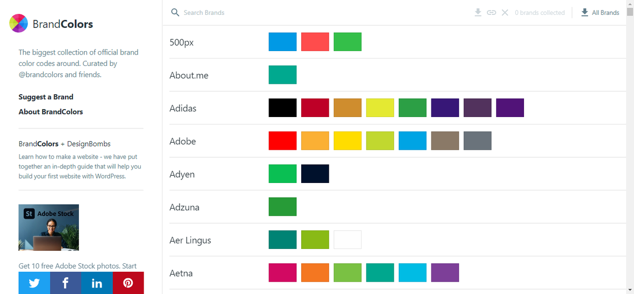 Brand Colors' editing interface