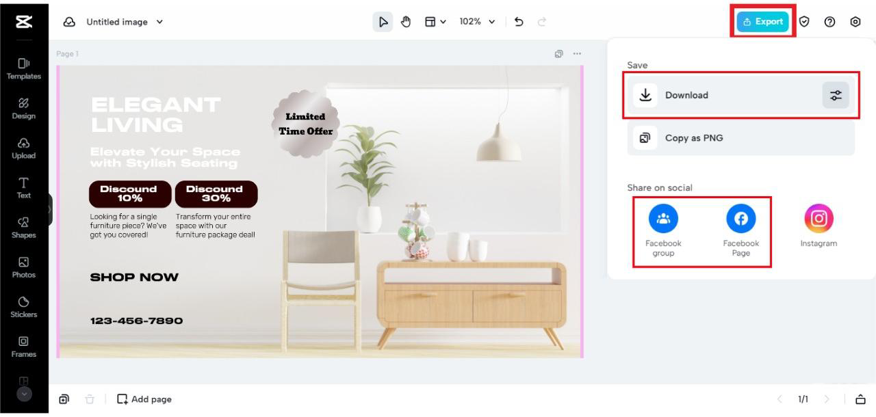 Export Facebook ad template