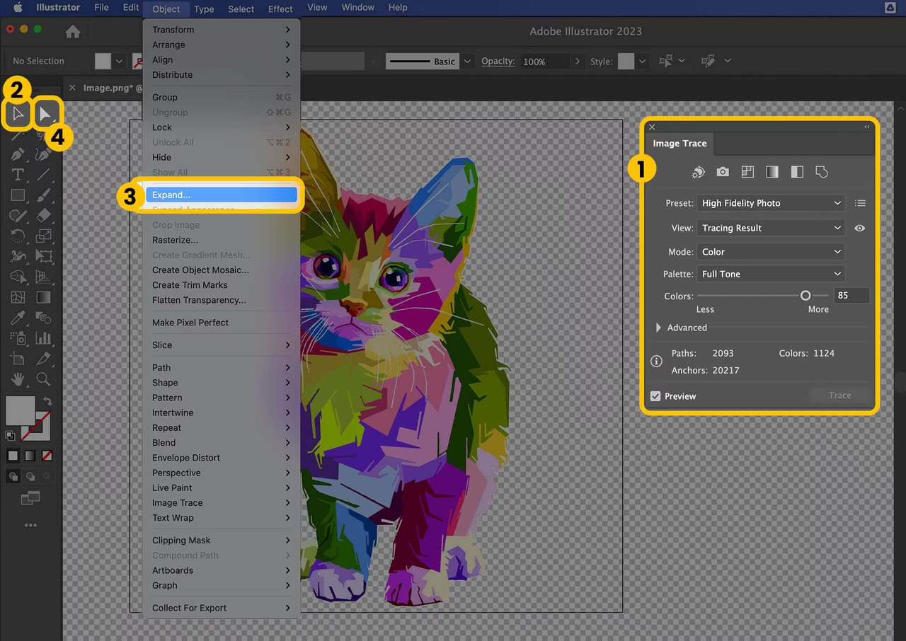 Remove image background in Illustrator using Image Trace