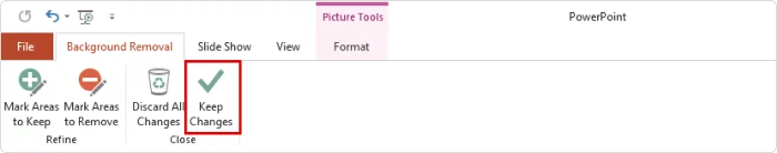 Keep Changes button in PowerPoint