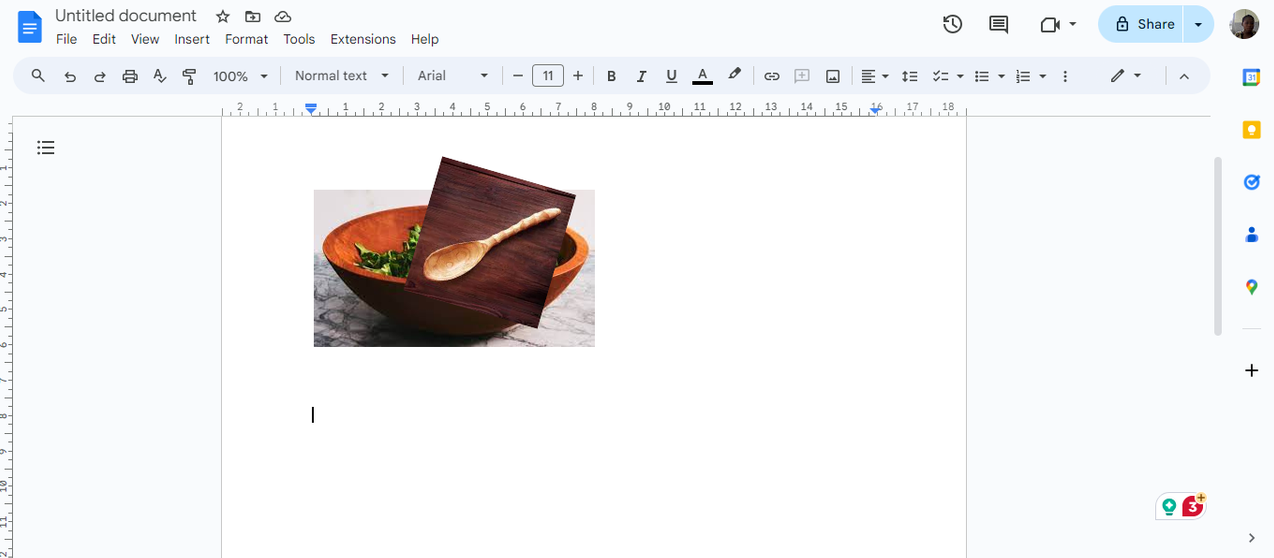 Adjust image on background in Google Docs