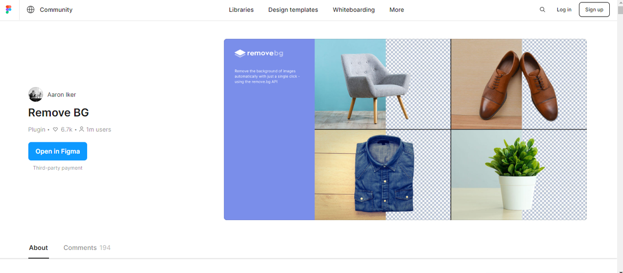 Install the remove.bg Figma plugin from the Figma Community