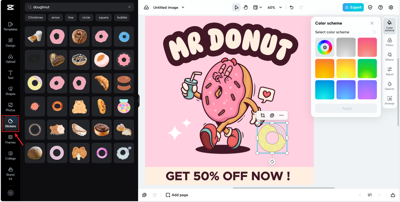 Customize logos for doughnut brands with creative elements