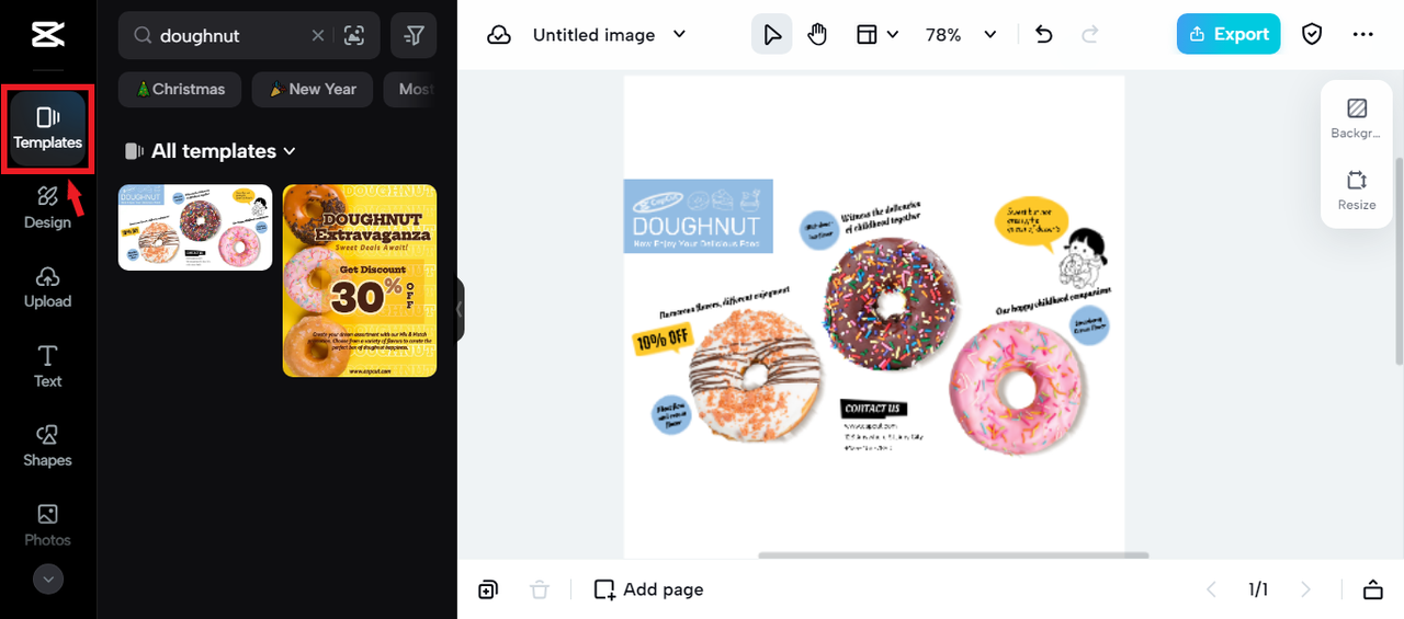 selecting template for doughnut shop logo 