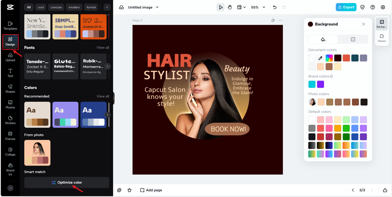 AI match color for woman hair logo design