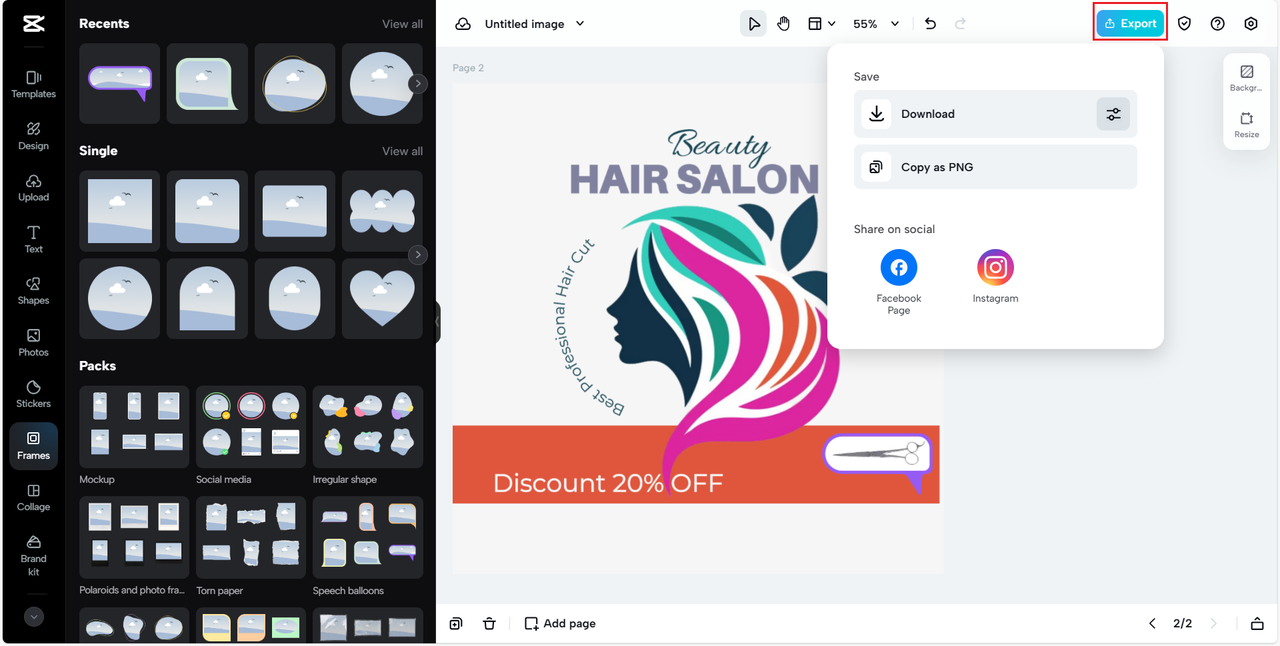 Export hair stylist logo design