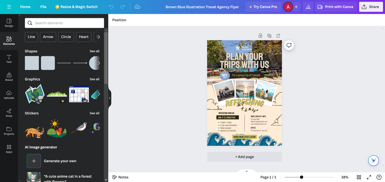 Canva editing interface