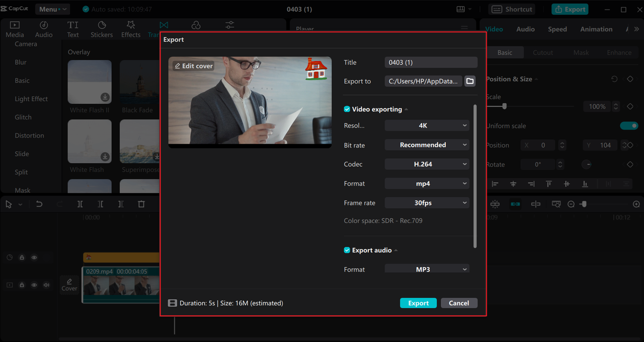 Export videos and brand stickers from the CapCut desktop video editor