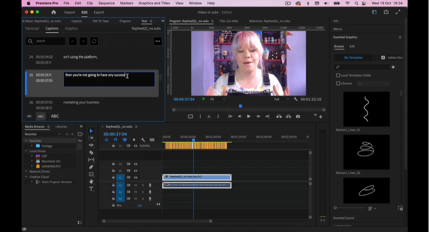 Manually add Premiere Pro subtitles