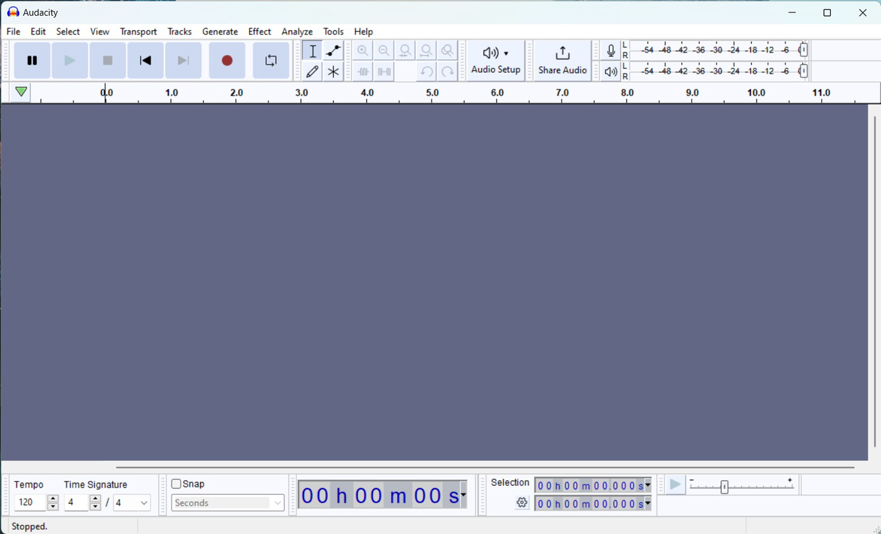 Launch Audacity and start recording