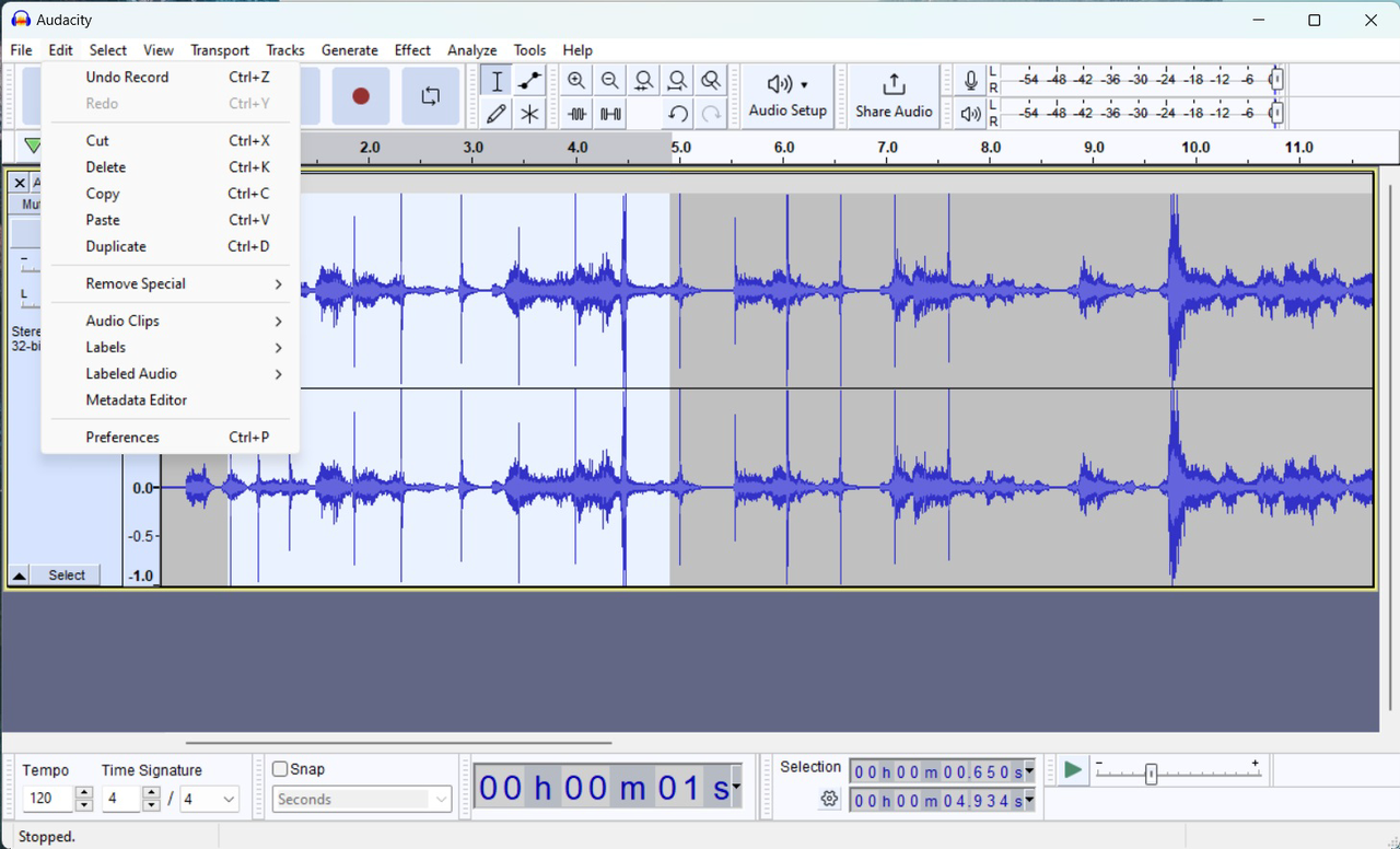 How to edit Audacity recording