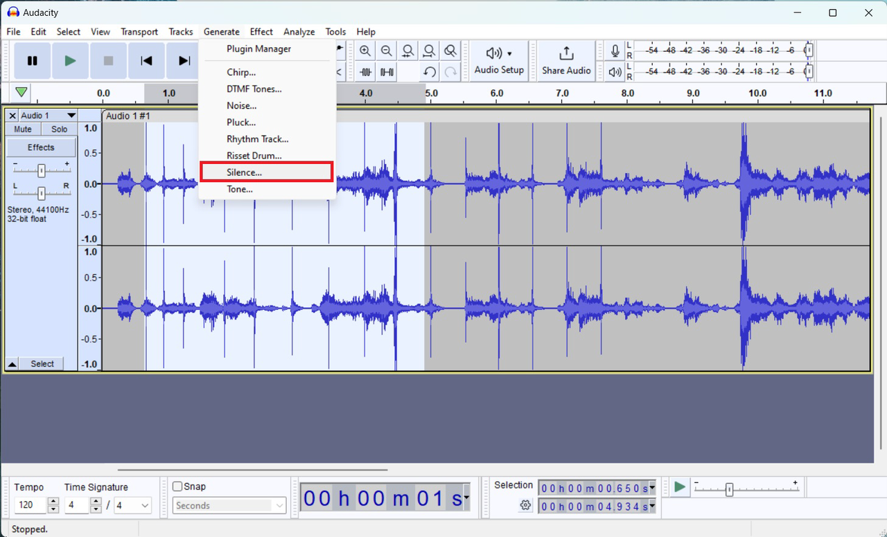 Removing background noise in Audacity