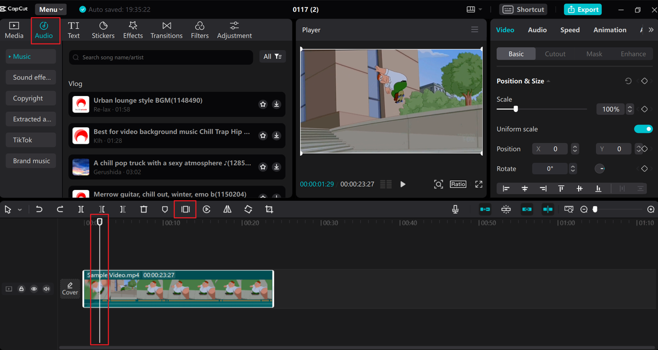 Freeze frame on the CapCut desktop video editor, a DaVinci Resolve freeze frame alternative