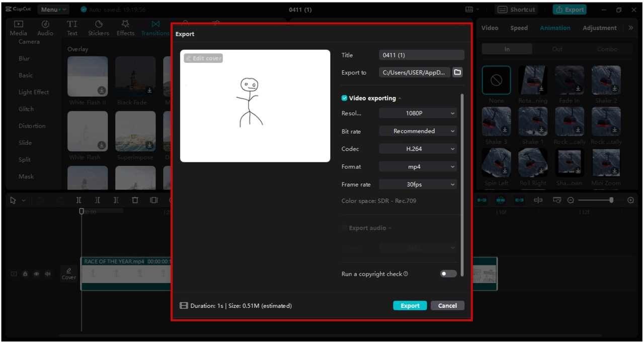 Export video in CapCut desktop editor