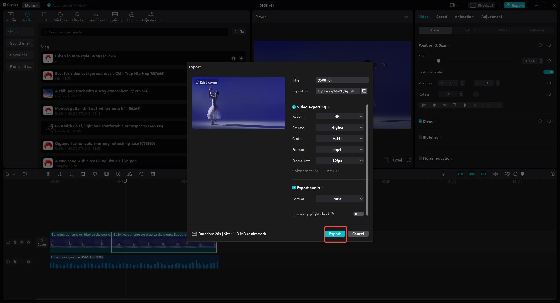 Export your edited video