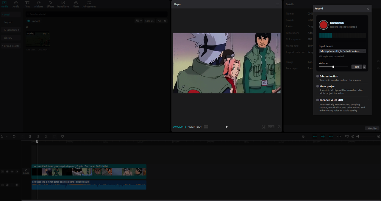 how to make the best dubbed anime to watch by recording voice on CapCut PC