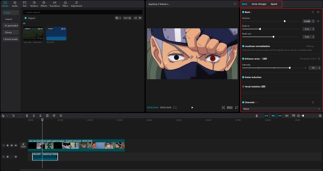 how to make the best English dubbed anime using CapCut's audio editing features