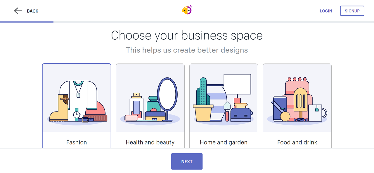 Choose business space when creating a logo with Shopify free logo maker